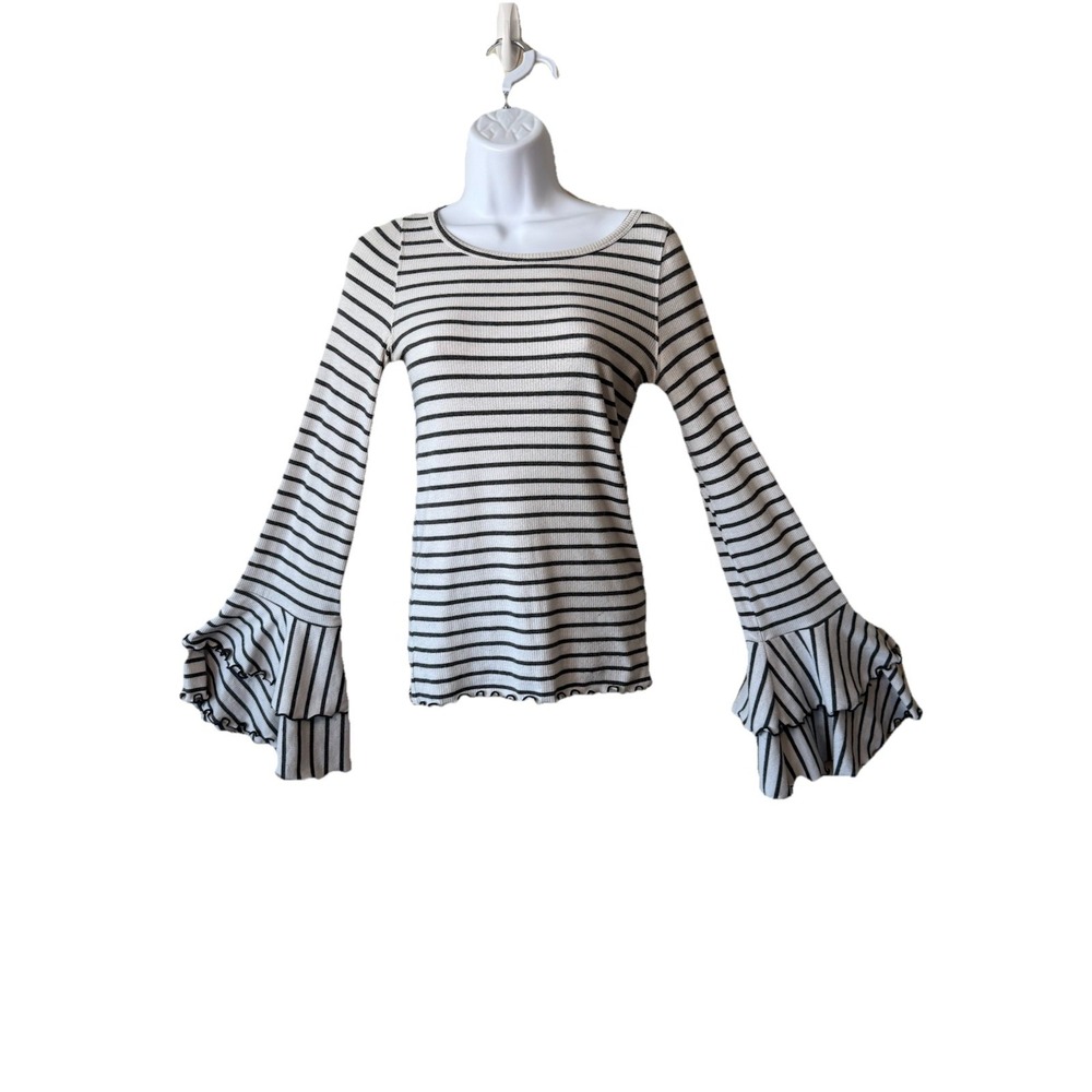 We‎ The Free Small Good Find Striped Whimsigoth Boho Bell Sleeve Gypsy Blouse